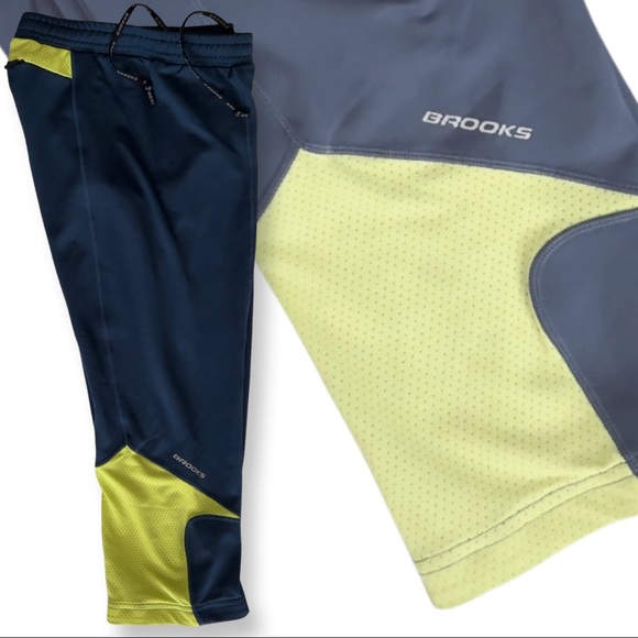 Brooks Running 7/8 Capri Track Pant Legging Navy / Neon - Picture 5 of 16
